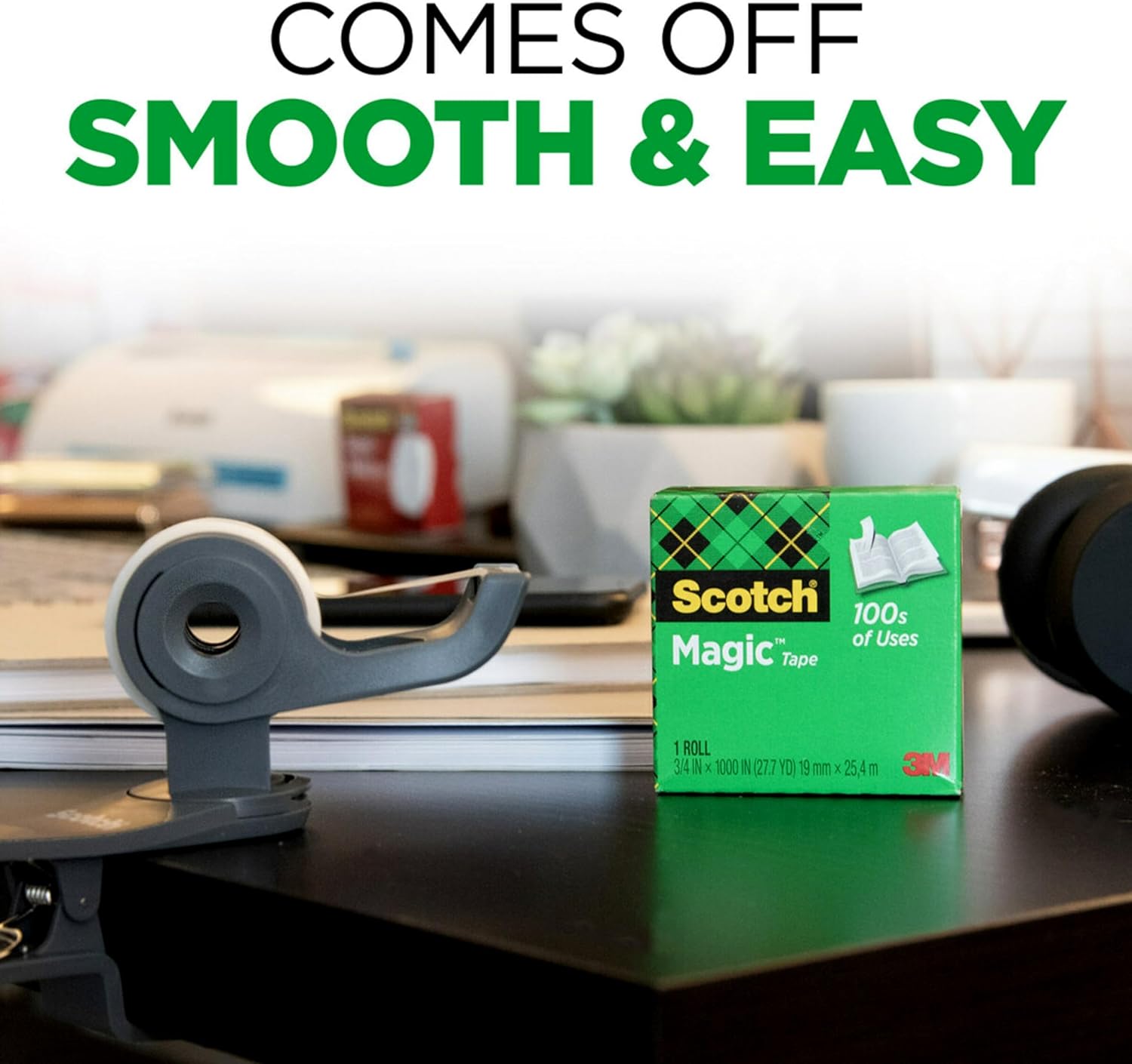 Scotch Magic Tape with Scotch Desktop Dispenser, 6 Rolls of 3/4" x 1000" Each Plus 1 Desktop Tape Dispenser