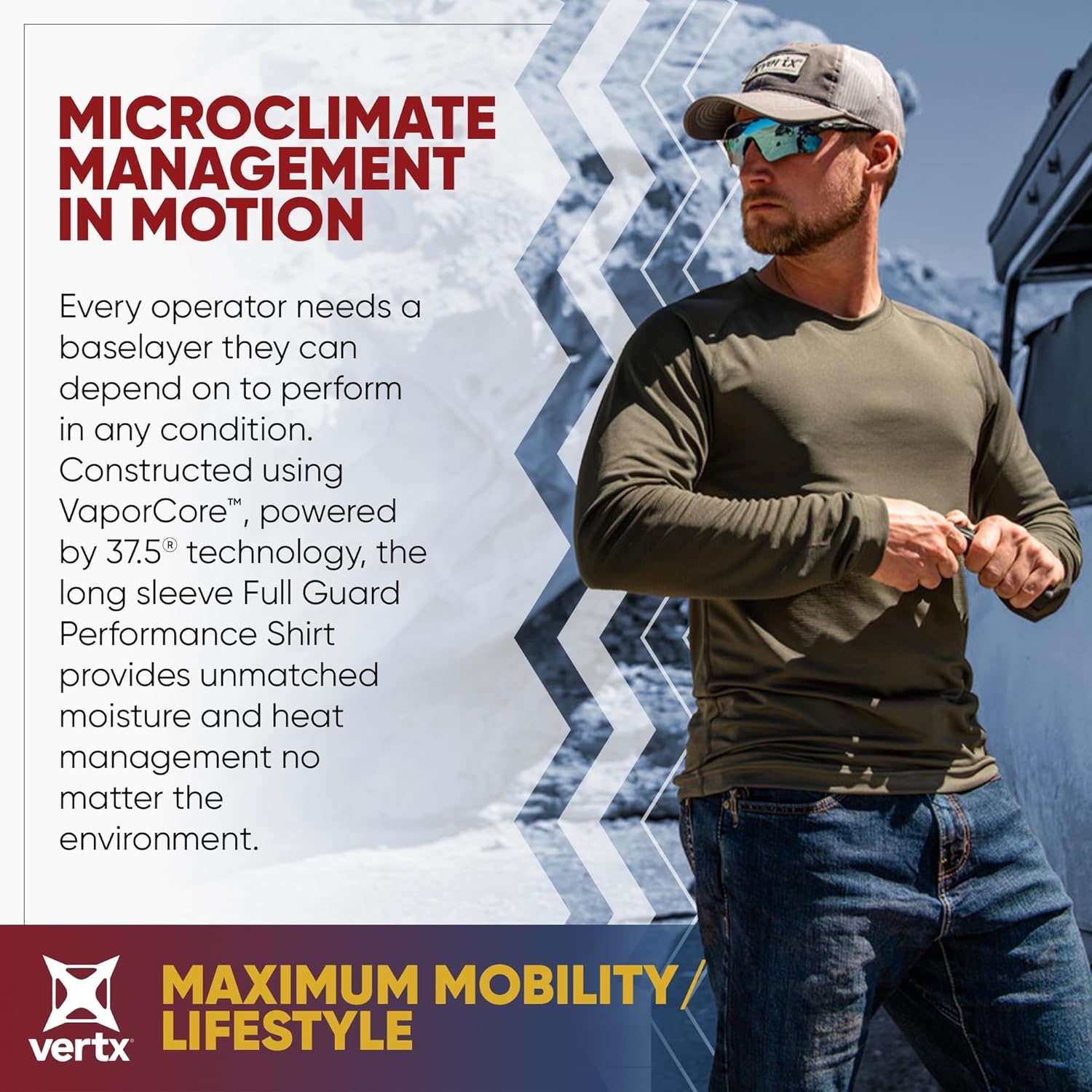 VERTX Full Guard Mens Long Sleeve Tactical Performance Shirt