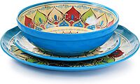 Elama Camilla 12 Piece Melamine Dinnerware Set, Multi Colored