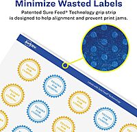 AVERY Matte White Removable Starburst Labels, 2.25 in, Sure Feed Technology, Print-to-the-Edge, Laser/Inkjet Printable