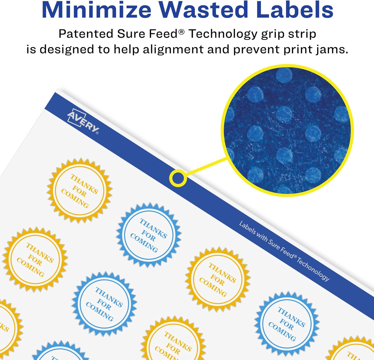 AVERY Matte White Removable Starburst Labels, 2.25 in, Sure Feed Technology, Print-to-the-Edge, Laser/Inkjet Printable