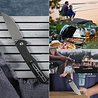 SENCUT Crowley Pocket Knife Button Lock Folding Knife for EDC, Natural G10 Handle Stonewashed D2 Blade Foldable Knife with Clip, Everyday Carry Knife for Men Women, Indoor Outdoor Gift S21012-1