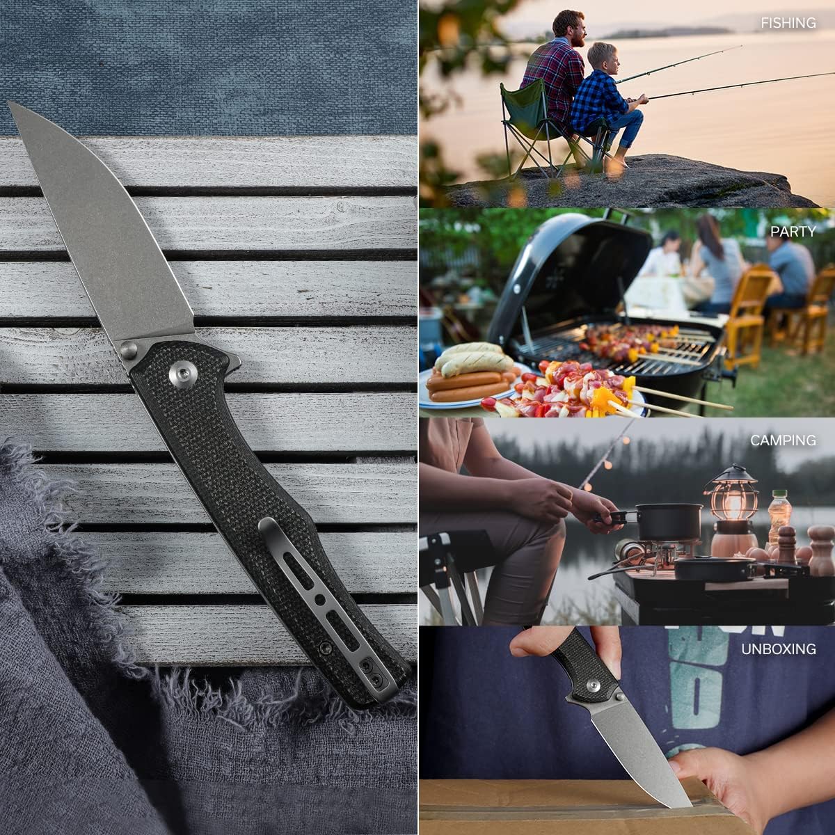 SENCUT Crowley Pocket Knife Button Lock Folding Knife for EDC, Natural G10 Handle Stonewashed D2 Blade Foldable Knife