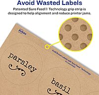 Avery Kraft Brown Round Labels, Sure Feed Technology, 2.5" Diameter, Print-to-The-Edge, Laser/Inkjet Printable