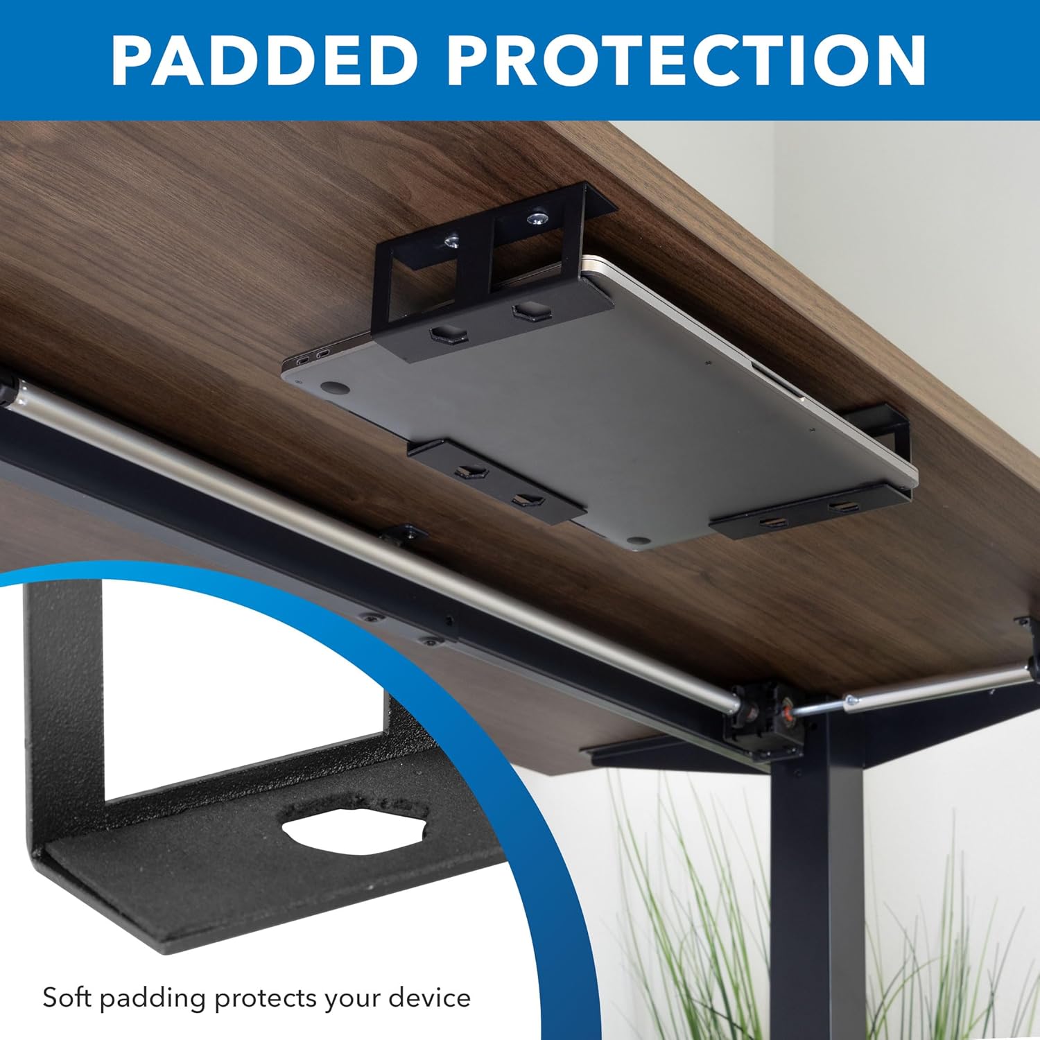 Mount-It! Under Desk Laptop Mount Holder, Laptop Mount for Desk, Space Saver Small Multimedia Device Bracket Underdesk Shelf