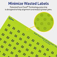 Avery Printable Round Labels, Sure Feed Technology, 1/2" Diameter, Bright Green, Print-to-The-Edge, Laser/Inkjet