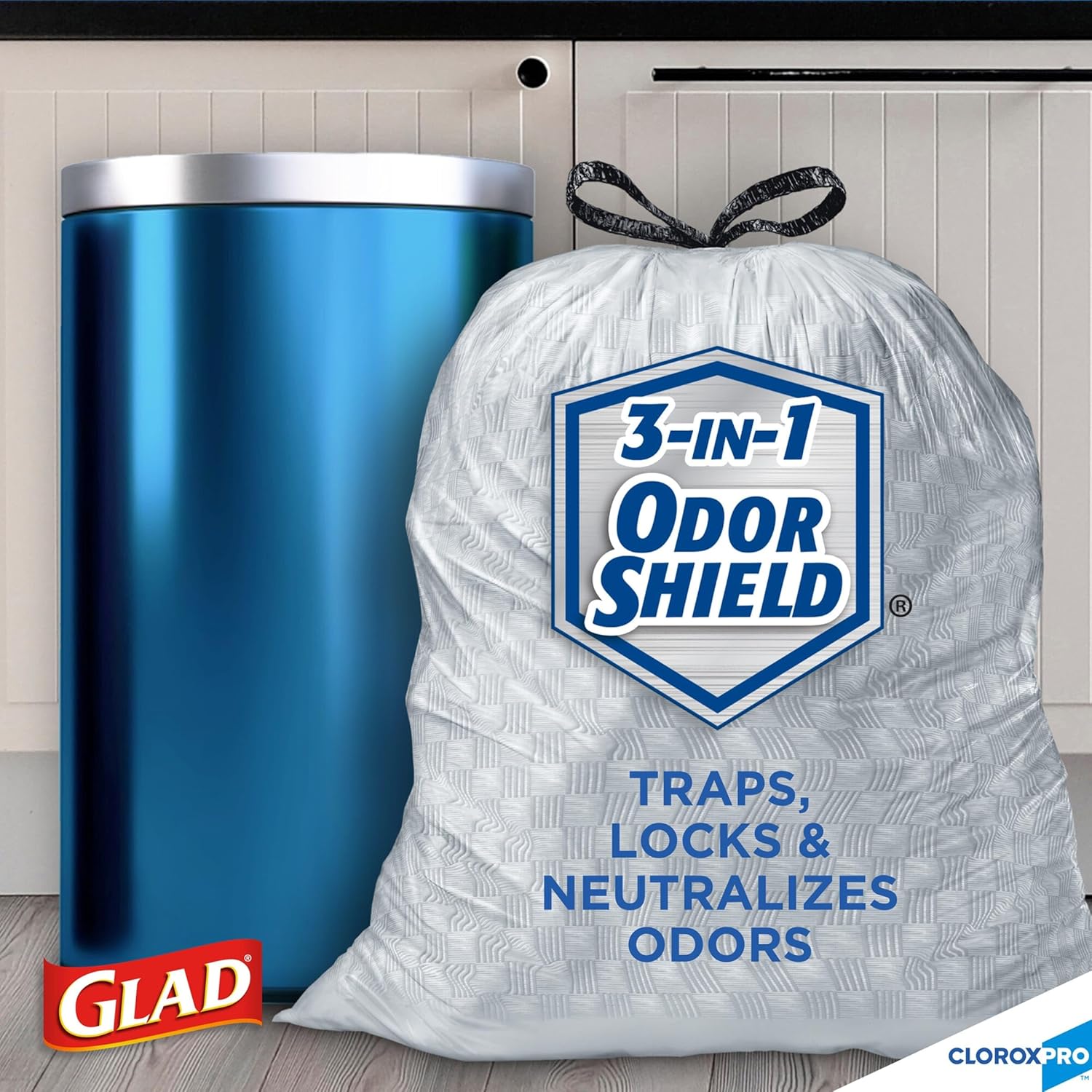 Glad Trash Bags, ForceFlex Tall Kitchen Drawstring Garbage Bags, Clorox 13 Gallon Trash Bags for Tall Trash Can