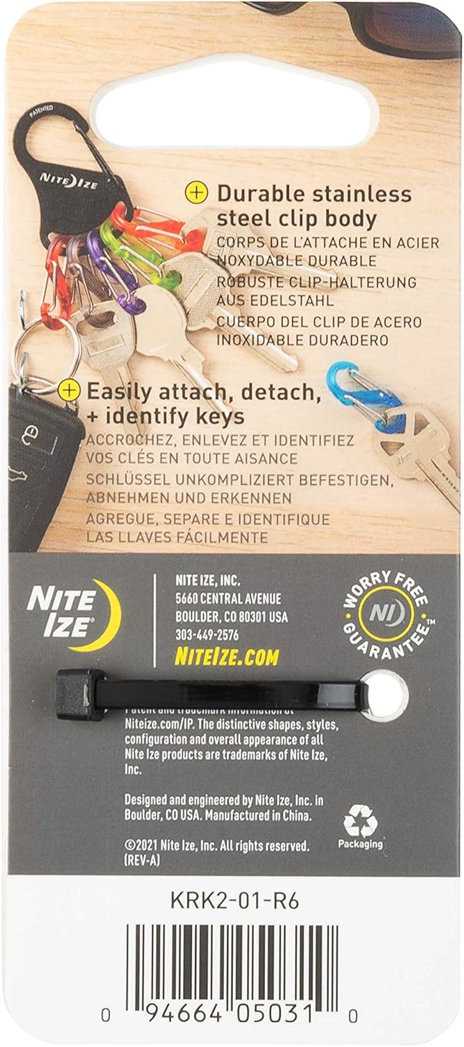 Nite Ize KeyRack Steel S-Biner - Key Carabiner Organizer with 6 Colorful S-Biners