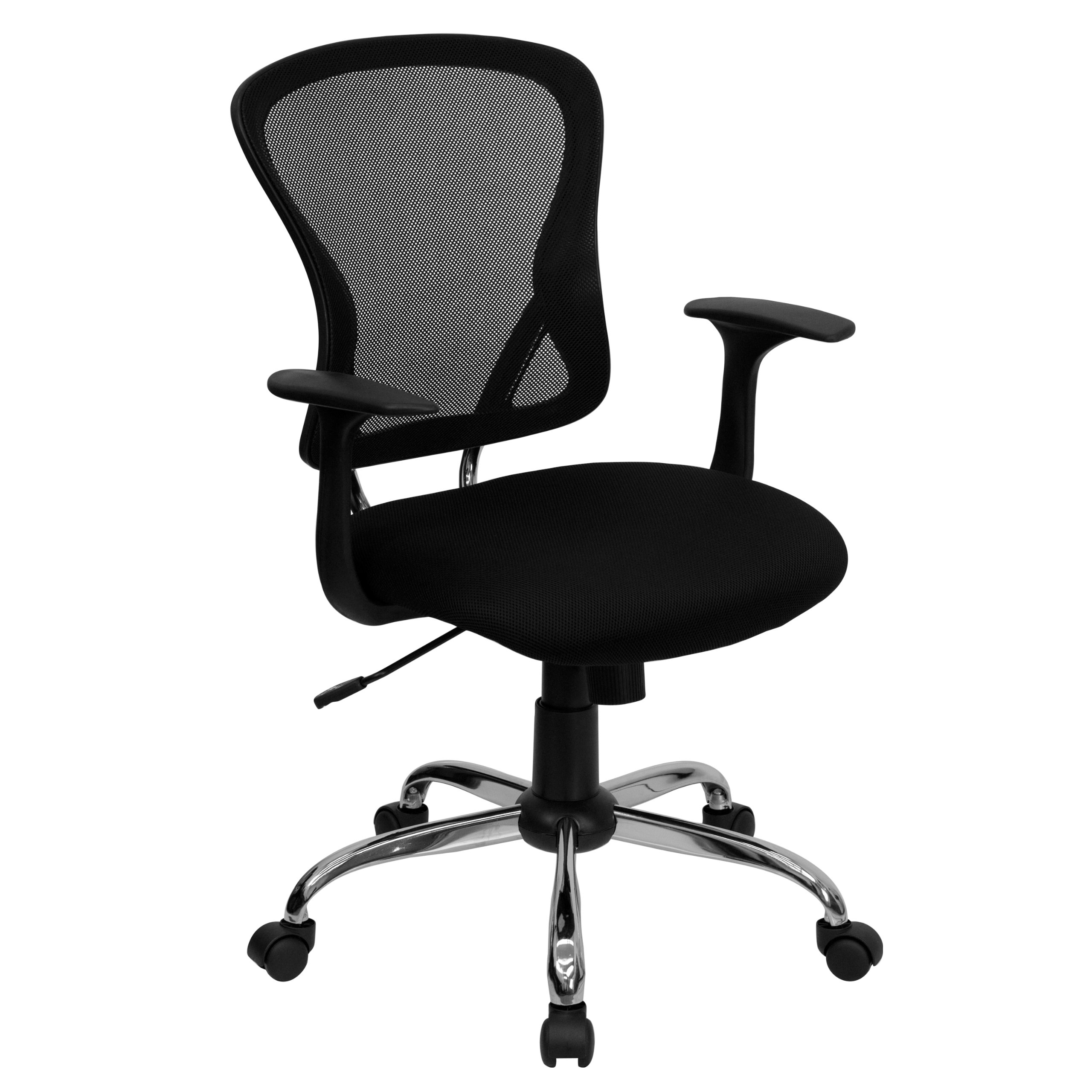 FLASH FURNITURE Alfred Mid-Back Mesh Swivel Task Office Chair with Chrome Base and Arms
