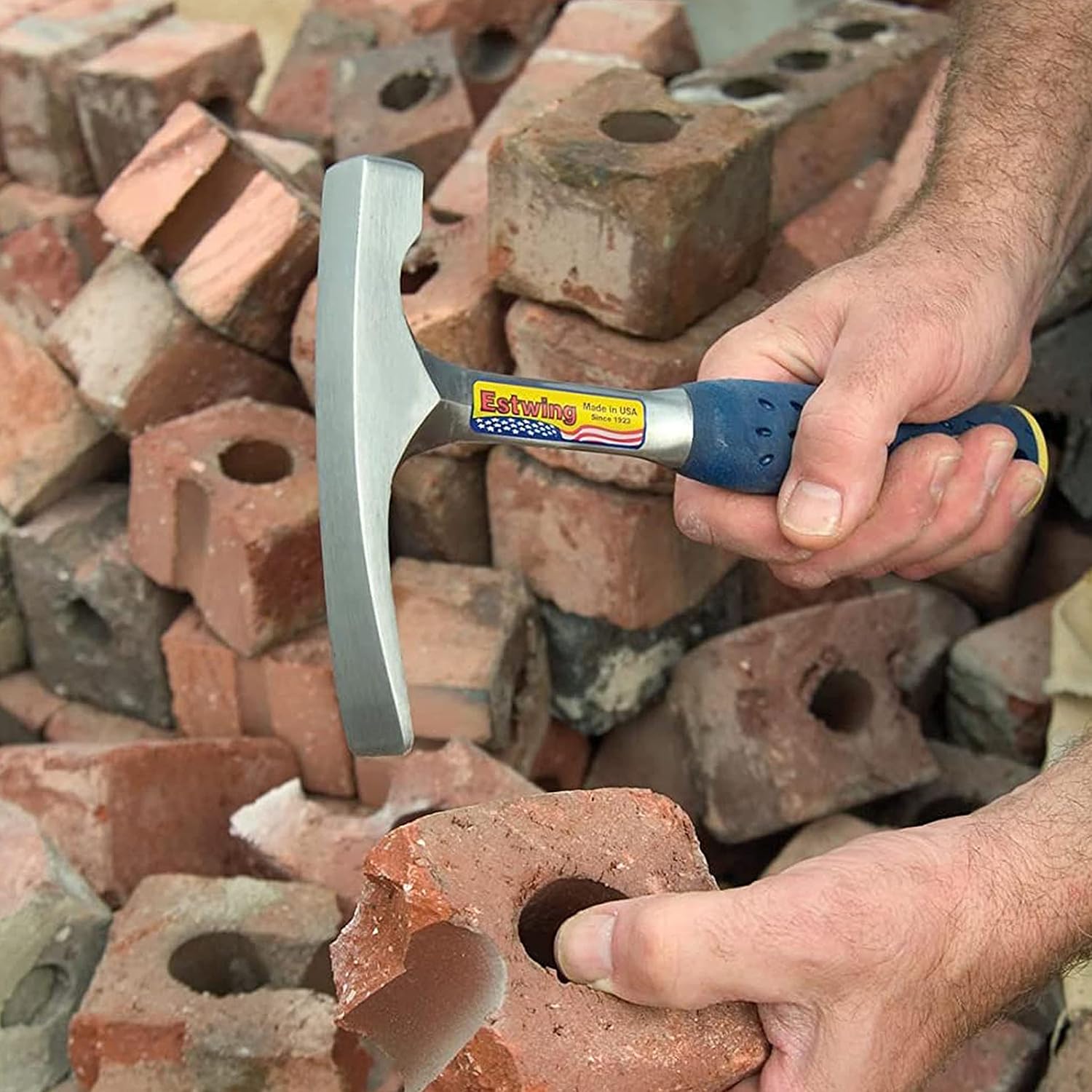 ESTWING Bricklayer's/Mason's Hammer - 16 oz Masonary Tool with Forged Steel Construction & Shock Reduction Grip