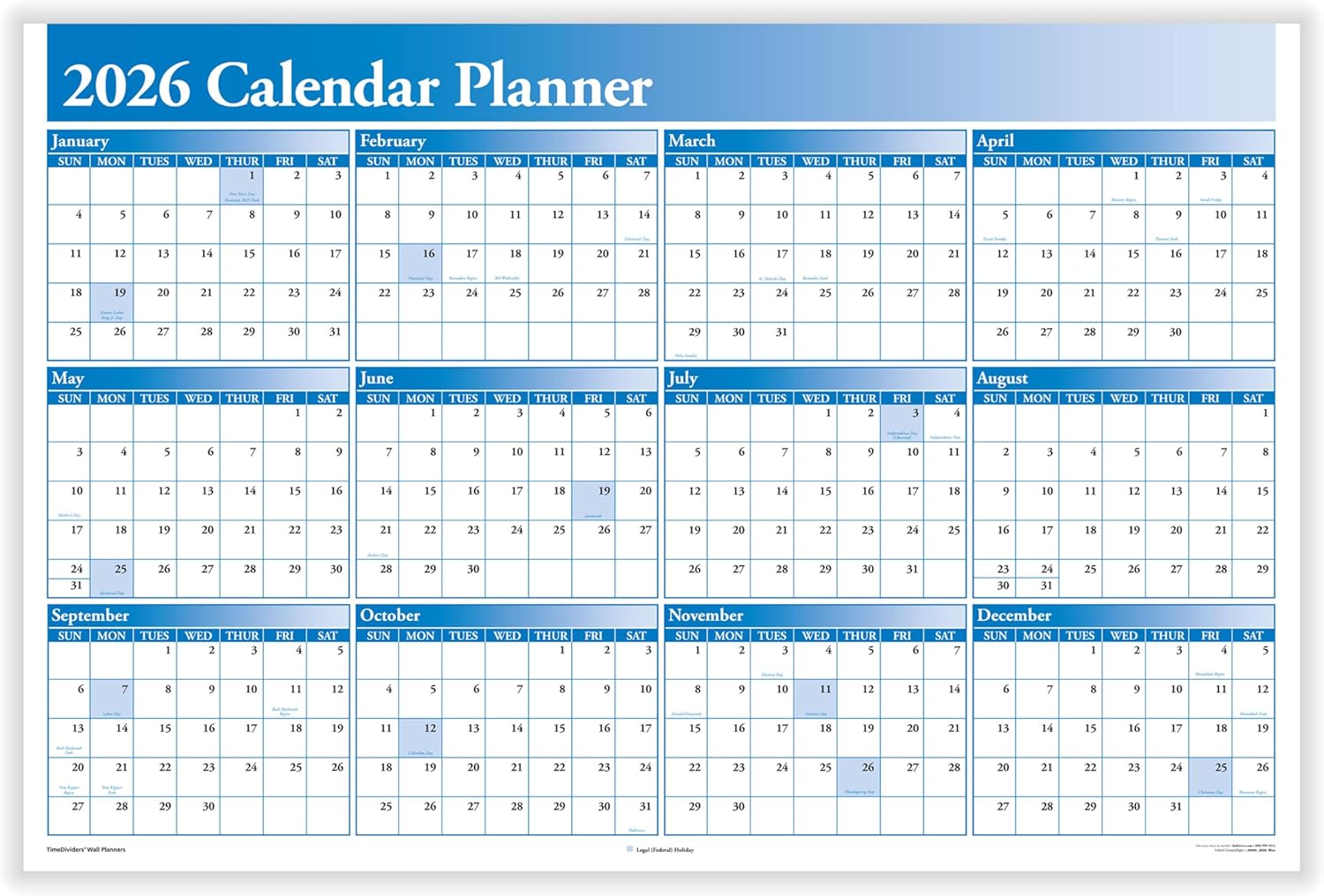 ComplyRight 2-Sided Laminated Dry-Erase Wall Calendar Planner (36 x 24)
