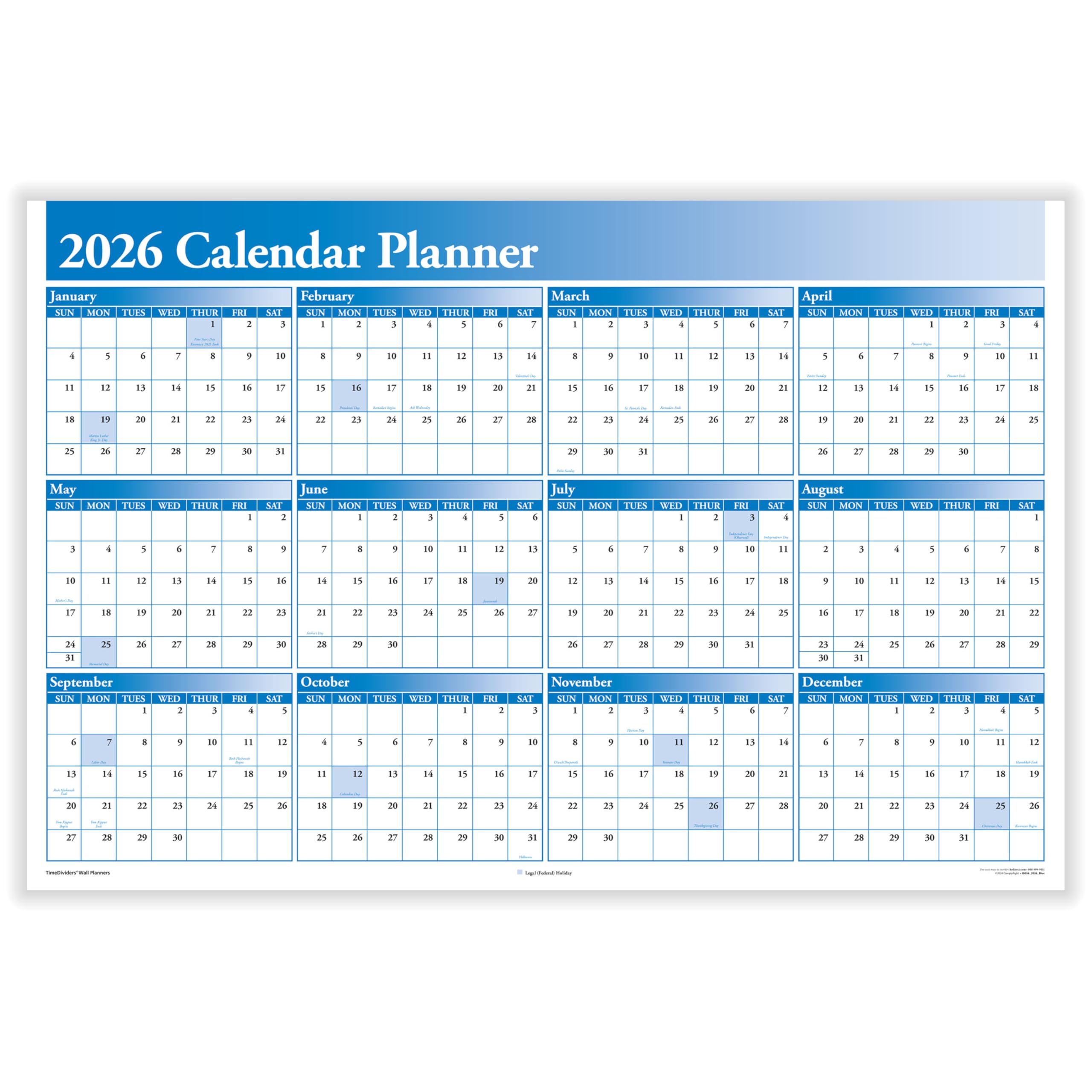ComplyRight 2-Sided Laminated Dry-Erase Wall Calendar Planner (36 x 24)