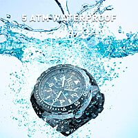 Smith & Wesson Men's Calibrator Watch, 5ATM, Stainless Steel Caseback, Precision Quartz, Black Rubber Strap, 51mm White