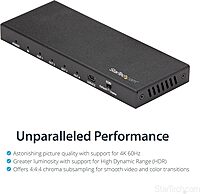 StarTech.com HDMI Splitter - 4-Port - 4K 60Hz - HDMI Splitter 1 In 4 Out - 4 Way HDMI Splitter - HDMI Port Splitter (ST124HD202), Black 4K60 HDR
