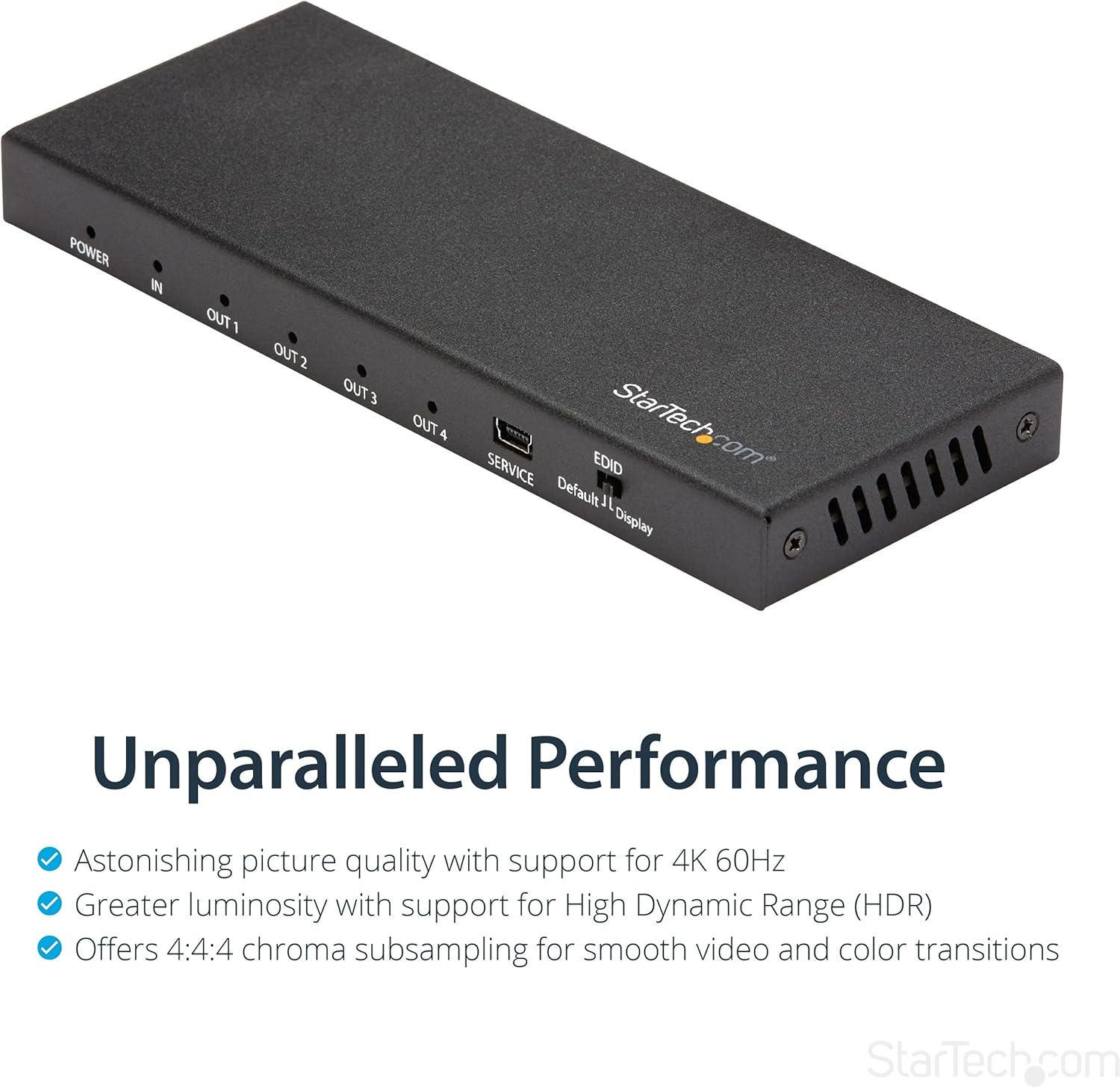 StarTech.com HDMI Splitter - 4-Port - 4K 60Hz - HDMI Splitter 1 In 4 Out - 4 Way HDMI Splitter