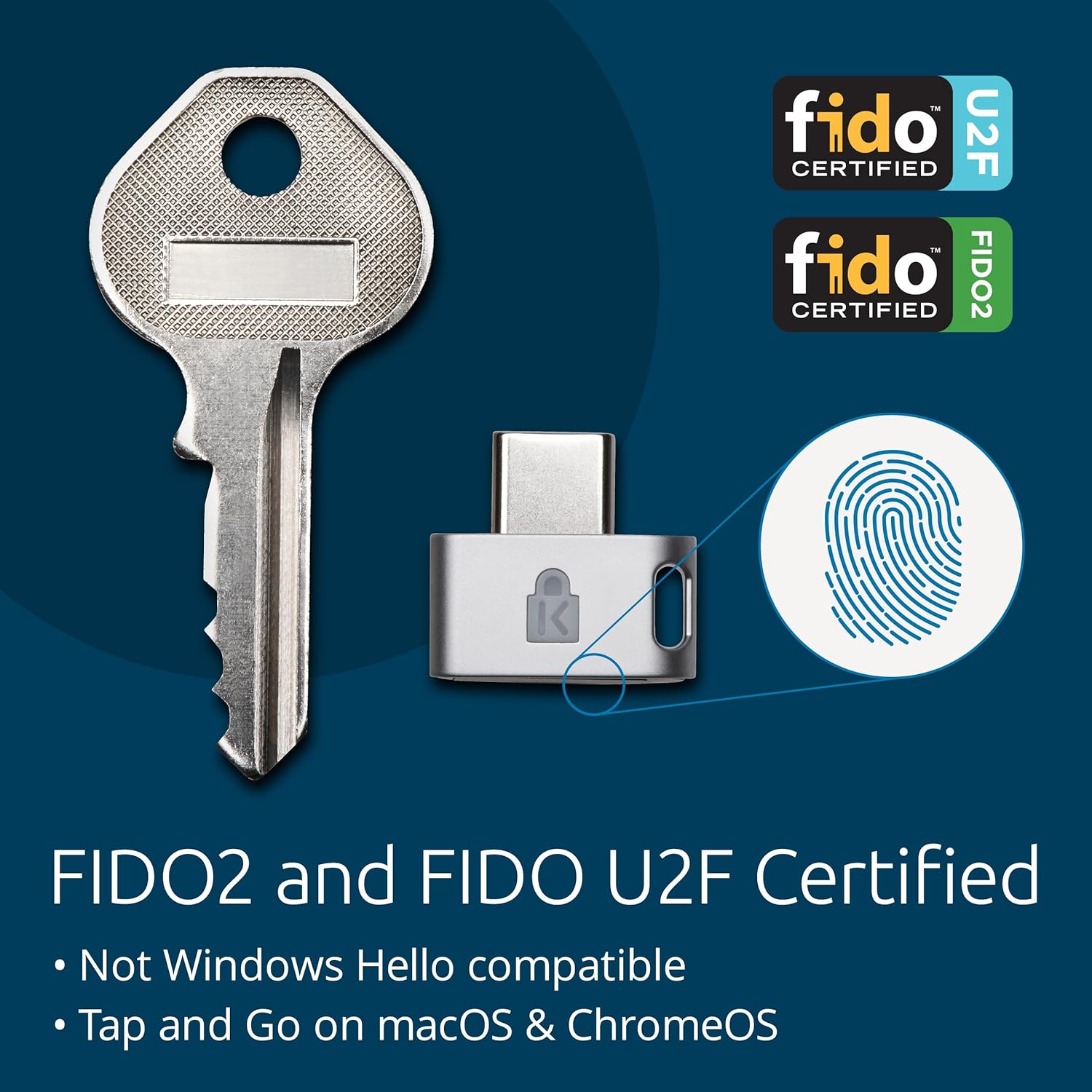 Kensington VeriMark Guard USB Fingerprint Security Key - FIDO2 & FIDO U2F