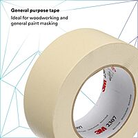3M Masking Tape 2307, Tan Color, General Purpose, Rubber Adhesive, Crepe-Paper Backing, 48 mm x 55 m, 5.2 mil, 24/Case