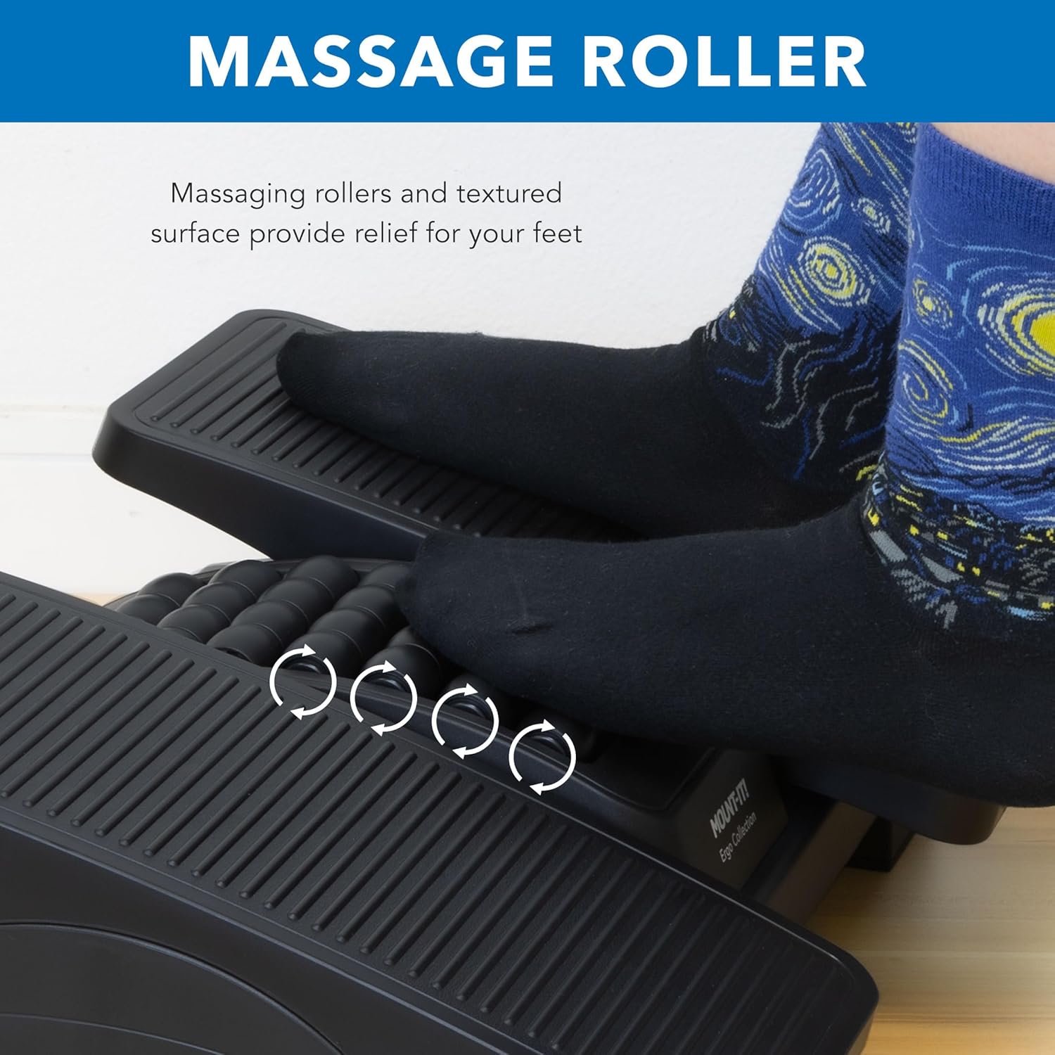 Mount-It! Ergonomic Footrest, Tilt Adjustable Individual Platforms, Height Adjustable Foot Rest with Massage Surface