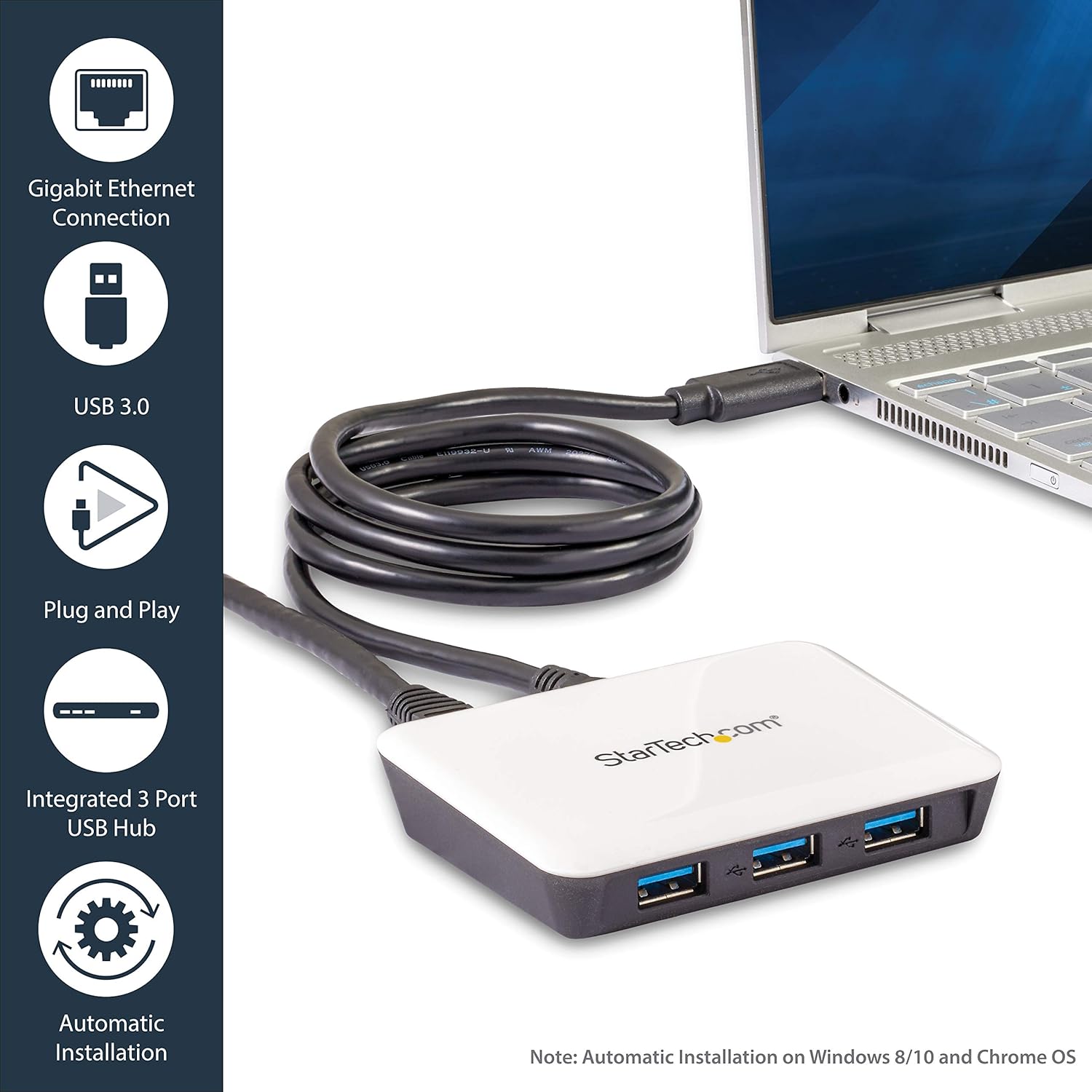 StarTech.com USB 3.0 to Gigabit Ethernet Adapter with USB 3.0 Hub