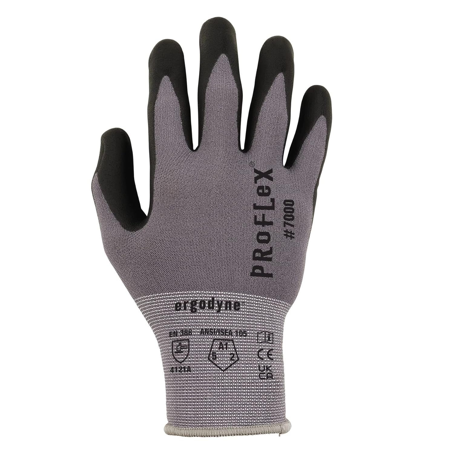 Ergodyne ProFlex 7000 Nitrile-Coated Gloves, Microfoam Palm, Gray, Medium, 12 Pairs