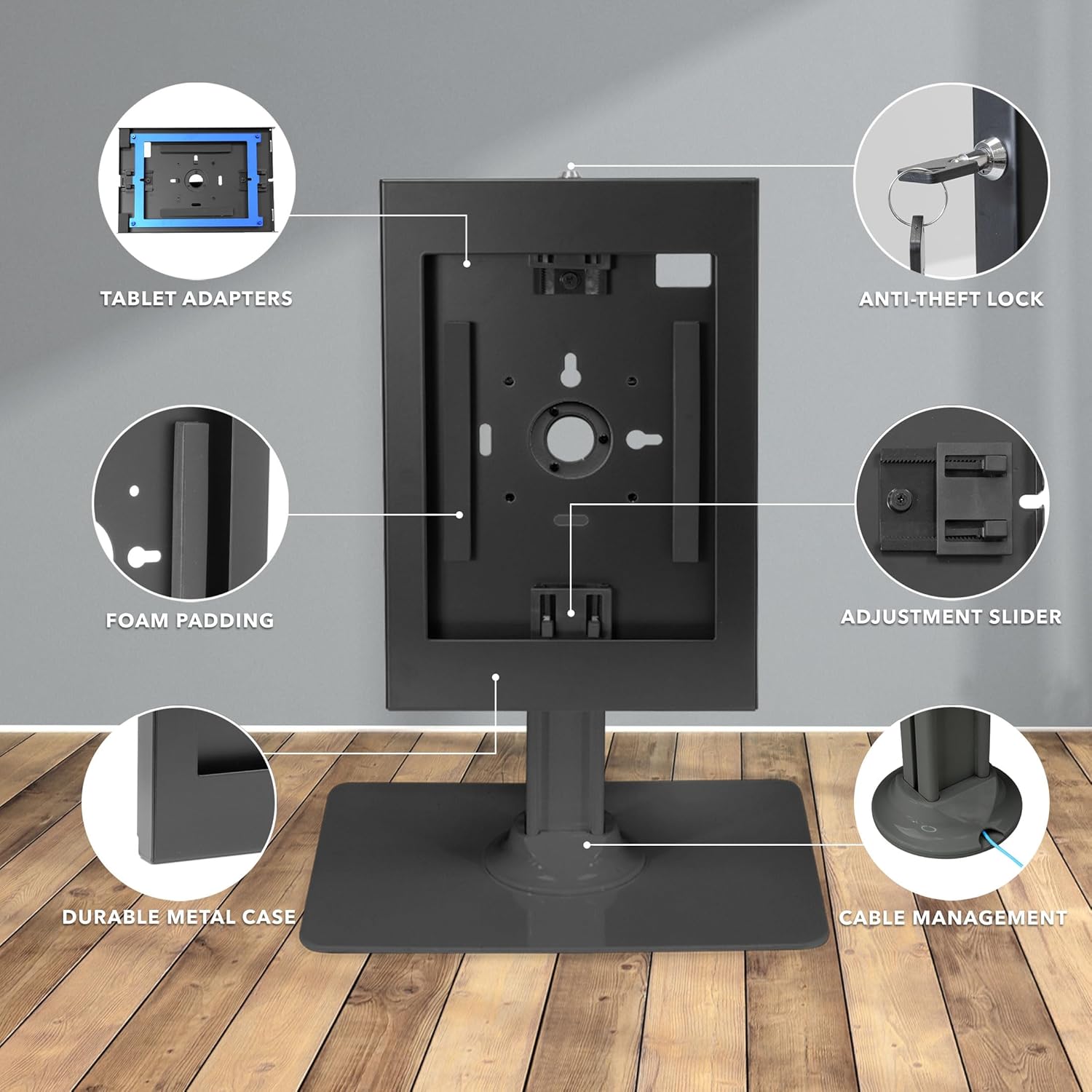 Mount-It! Anti-Theft Tablet Kiosk, Locking Countertop Tablet Enclosure with Freestanding Base - Pro, iPad Air