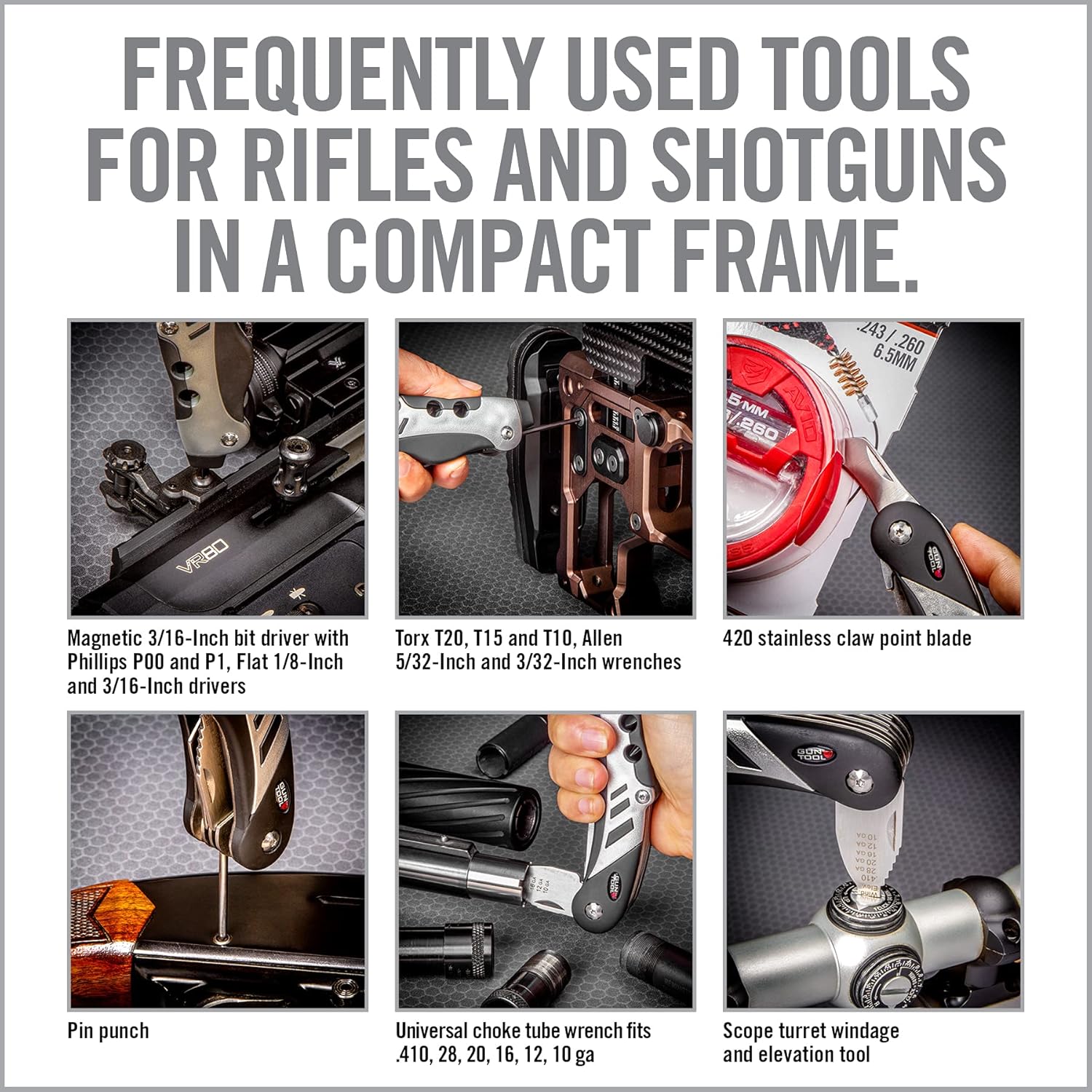Real Avid Gun Tool - 18-In-1 Gunsmithing Shotgun & Rifle Multi Tool - Bit Driver, Torq Bits, Choke Tube Wrench, Allen Wrench
