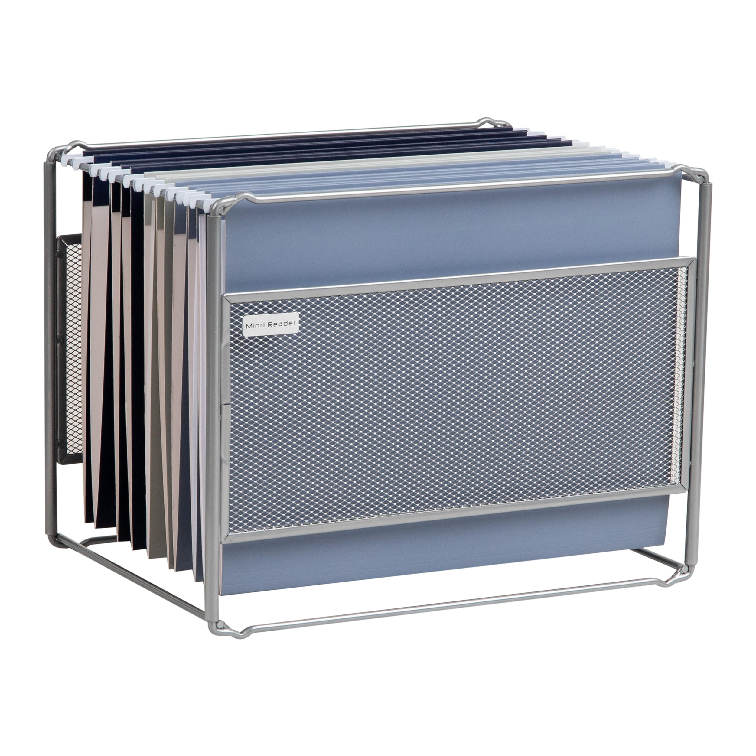 Mind Reader Hanging File Folder Organizer, Desktop Organizer, Metal Mesh, 13" L x 9.75" W x 10.25" H