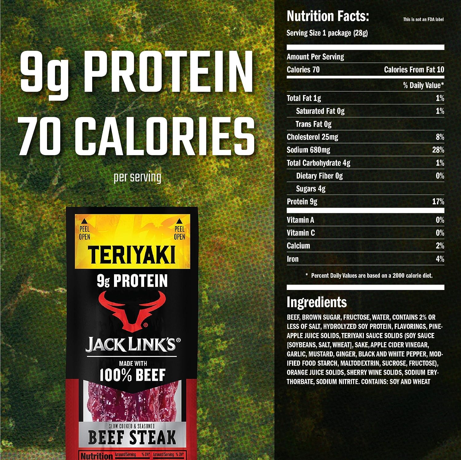 Jack Links Premium Cuts Beef Steak, Original, Strips -Great Protein Snack with 11g of Protein and 1g of Carbs Per Serving