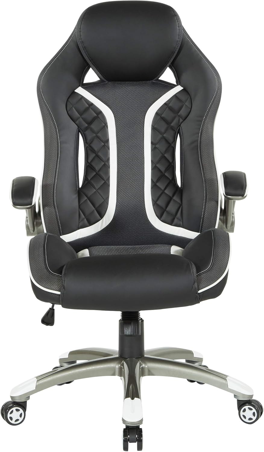 OSP Home Furnishings Xplorer 51 Ergonomic Adjustable High Back Gaming Chair with Lumbar Support and Padded Flip Arms