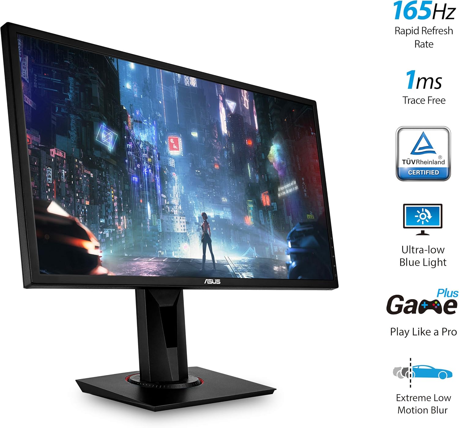 ASUS VG248QG 24" G-SYNC Gaming Monitor 165Hz 1080p 0.5ms Eye Care with DP HDMI DVI,Black 24" 0.5ms 165Hz G-SYNC Height Adjustable