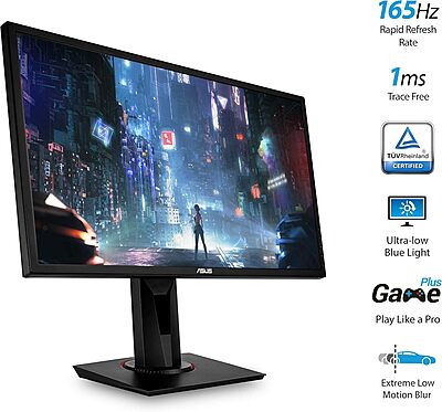 ASUS VG248QG 24" G-SYNC Gaming Monitor 165Hz 1080p 0.5ms Eye Care with DP HDMI DVI,Black 24" 0.5ms 165Hz G-SYNC Height Adjustable