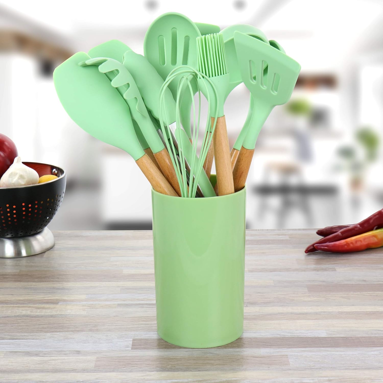 MegaChef 12-Piece Silicone and Wood Utensil Set