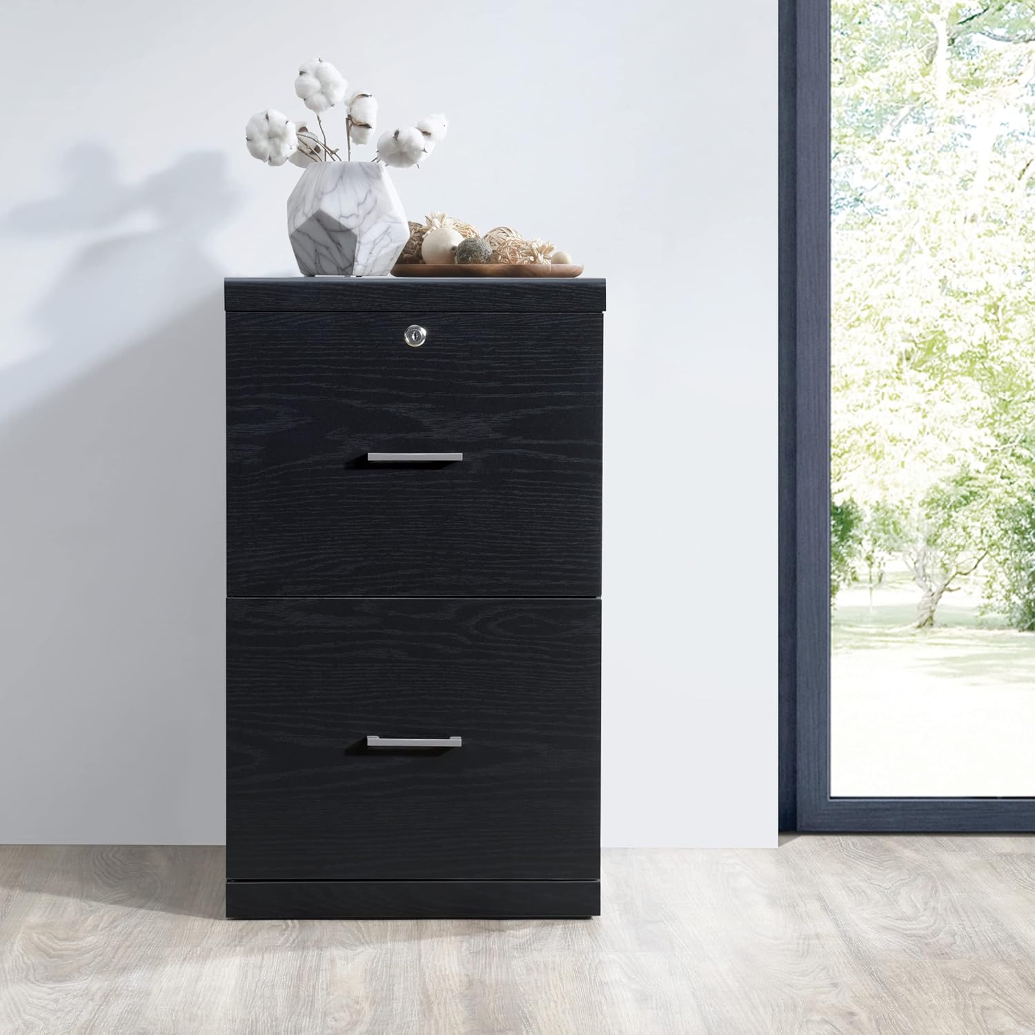 Office Star Alpine 2-Drawer Vertical File Cabinet with Locking Top Drawer and Lockdowel Fastening System