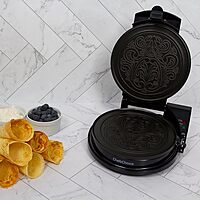 Chef'sChoice KrumKake Maker Features Nonstick Surface and Instant Heat Recovery with Temperature Control and Ready Light