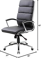 Boss Office Products CaressoftPlus Executive Chair, Traditional, Metal Chrome Finish 30D x 27W x 42H in