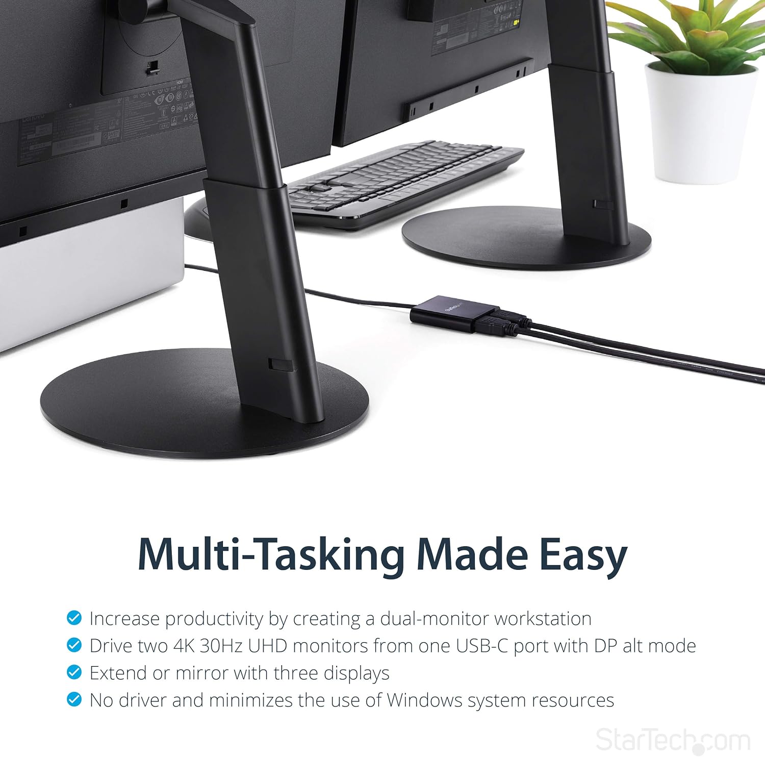 StarTech.com USB-C to Dual HDMI Adapter, USB Type-C Multi-Monitor MST Hub