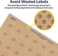 Avery Kraft Brown Heart Labels, Sure Feed Technology, 0.75" x 0.75", 1,200 Kraft Brown Labels, Print-to-The-Edge, Laser/Inkjet Printable 1,200 labels