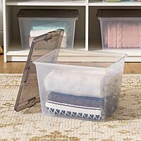 IRIS USA 36 Quart Snap Top Plastic Storage Bin, 6 Pack