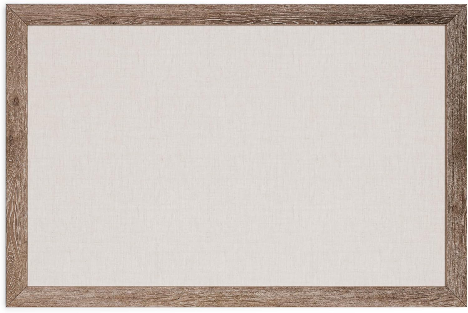U Brands Linen Bulletin Board, 35"x23", Rustic Wood Style Frame, Industrial Grade Pinning Surface 36" x 24"