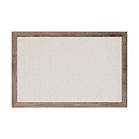 U Brands Linen Bulletin Board, 35"x23", Rustic Wood Style Frame, Industrial Grade Pinning Surface 36" x 24"