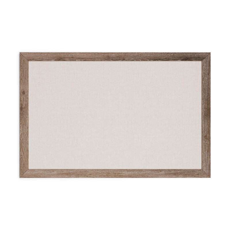 U Brands Linen Bulletin Board, 35"x23", Rustic Wood Style Frame, Industrial Grade Pinning Surface 36" x 24"