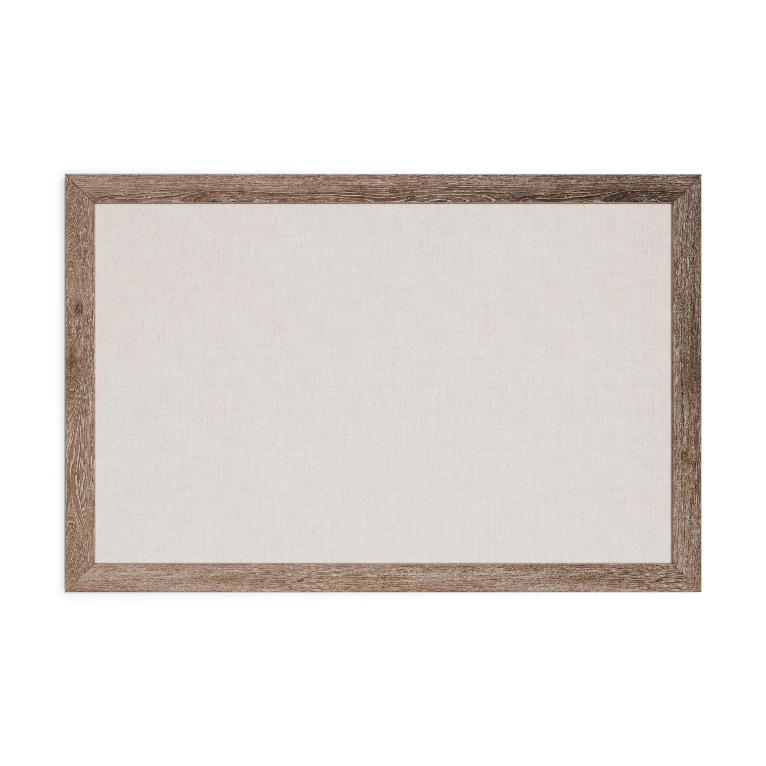 U Brands Linen Bulletin Board, 35"x23", Rustic Wood Style Frame, Industrial Grade Pinning Surface 36" x 24"
