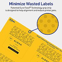 AVERY Printable Bright Yellow Square Labels, Sure Feed Technology, 2.75 x 2.75, Print-to-The-Edge, Laser/Inkjet