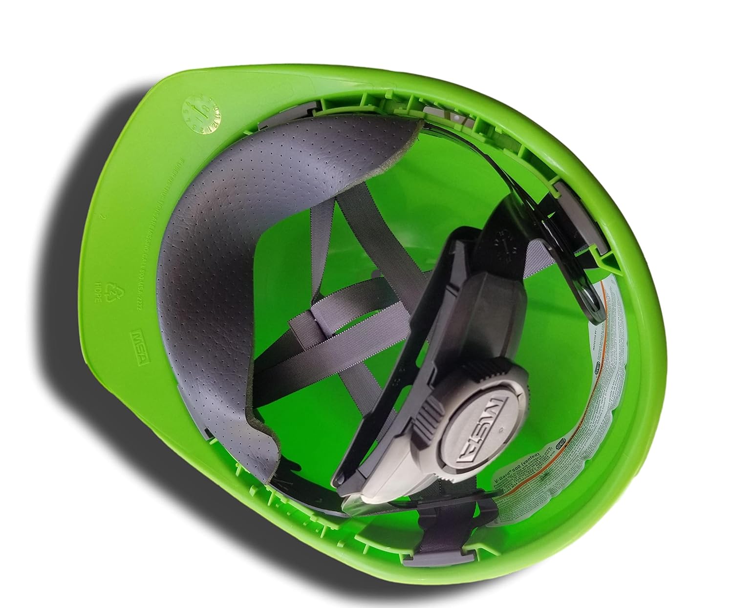 MSA Safety 10035212 Hard Hat with 4-Point Fas-Trac III Ratchet Suspension, Hi-Viz Green