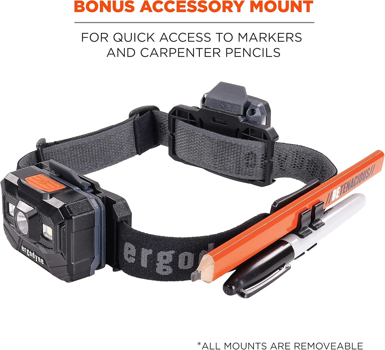 Ergodyne Skullerz 8980 Universal Headlamp Strap for Ergodyne Removable Headlamps, Adjustable Nylon Headband Strap