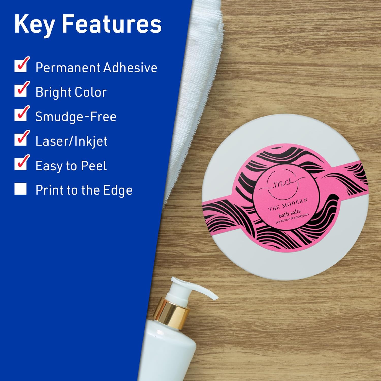 Avery Printable Wraparound Band Labels, Sure Feed Technology, 2-3/8" x 8", Bright Pink, Cigar Band Labels - 24B695