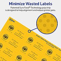Avery Printable Rectangle Labels, Sure Feed Technology, 1" x 2-1/2", Bright Yellow Labels, Laser/Inkjet Printable, 240 Total