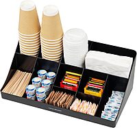 Mind Reader Cup and Condiment Station Countertop Organizer, 11-Compartment