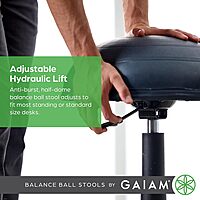 Gaiam Balance Ball Chair Stool, Half-Dome Stability Ball Adjustable Tall Office Black | 33-Inch