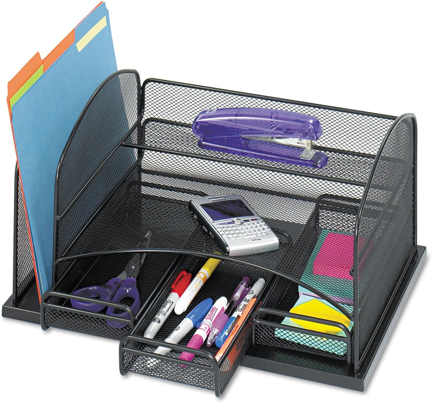 Safco 3-Drawer Desktop Organizer, 16inH x 11 3/8inW x 8inD, Black